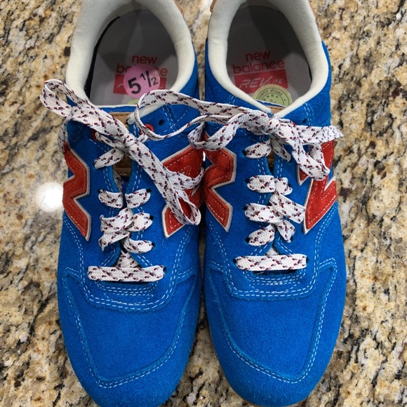 New Balance 996 Blue Red Suede Sneakers - Picture 7 of 9